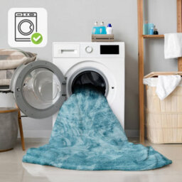 Homeart Soft Area Rugs, Anti-Slip, Machine Washable Fluffy Carpet For Living Room Bedroom Kitchen, Turquoise, 120X170 Cm - thumbnail 4