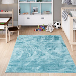 Homeart Soft Area Rugs, Anti-Slip, Machine Washable Fluffy Carpet For Living Room Bedroom Kitchen, Turquoise, 120X170 Cm - thumbnail 6