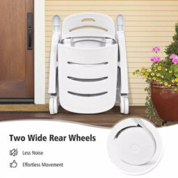 Living And Home White Outdoor Plastic Foldable Garden Poolside Lounger Chair Adjustable Chaise Lounge Recliner With Wheels - thumbnail 5