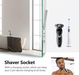 Emke Illuminated Bluetooth Bathroom Mirror With Shaver Socket, 500X700mm Bathroom Mirror With Demister, 3 Color - thumbnail 3