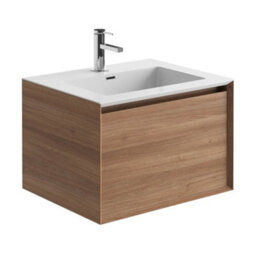 Plum&clay Matterhorn Oak Wall Hung Bathroom Vanity Unit With White Basin (W)600mm (H)450mm - thumbnail 2