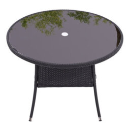 Breeins Outdoor Black Garden Metal Frame Waterproof Portable Picnic Coffee Table Camping Table With Parasol Hole - thumbnail 3