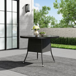 Breeins Outdoor Black Garden Metal Frame Waterproof Portable Picnic Coffee Table Camping Table With Parasol Hole - thumbnail 1