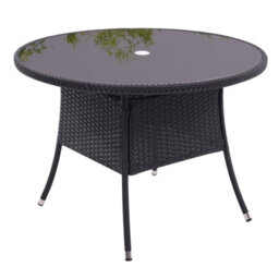 Breeins Outdoor Black Garden Metal Frame Waterproof Portable Picnic Coffee Table Camping Table With Parasol Hole - thumbnail 4