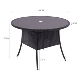 Breeins Outdoor Black Garden Metal Frame Waterproof Portable Picnic Coffee Table Camping Table With Parasol Hole - thumbnail 6
