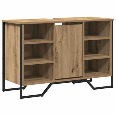 Berkfield Modern Bathroom Sink Cabinet Artisan Oak 91X35X60 Cm Engineered Wood - image 1