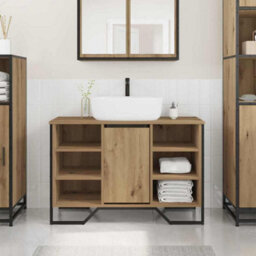 Berkfield Modern Bathroom Sink Cabinet Artisan Oak 91X35X60 Cm Engineered Wood - thumbnail 2