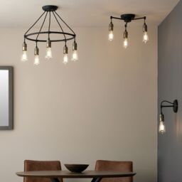 Hixley Matt Steel Black Antique Brass Effect 3 Lamp Led Ceiling Light - thumbnail 2