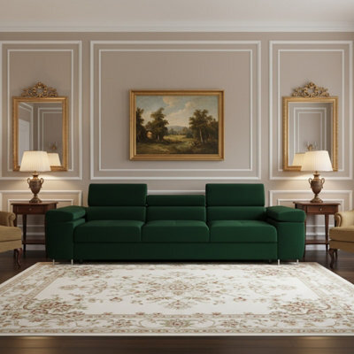 Torezio 3 Seater Sofa Bed With Adjustable Headrests And Dolphin Pull Out Mechanism Green - image 1