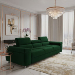 Torezio 3 Seater Sofa Bed With Adjustable Headrests And Dolphin Pull Out Mechanism Green - thumbnail 2