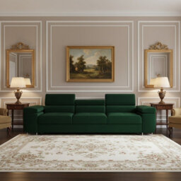 Torezio 3 Seater Sofa Bed With Adjustable Headrests And Dolphin Pull Out Mechanism Green