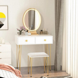 Dressing Table Set With Led Mirror & Stool 2 Drawers Makeup Desk - thumbnail 6
