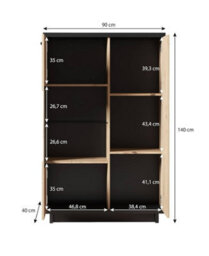 Arte Sophisticated Ines 12 Display Cabinet 90Cm - Oak Artisan & Black With Glass Highlight - thumbnail 2