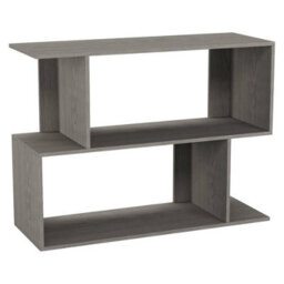 Urbn-Living Urbnliving 80Cm Width Cedar Grey 2-Tier Bookcase Irregular Storage Shelf Wooden Shelving Display Organiser Unit - thumbnail 3