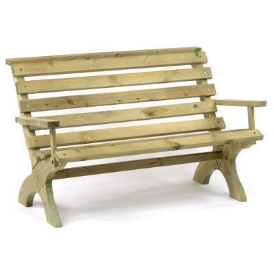 Leisurebench Lilly 2 Seat Wooden Ergonomic 125Cm Garden Bench With Arms - Durable Dip Treated Pine - image 1