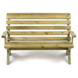 Leisurebench Lilly 2 Seat Wooden Ergonomic 125Cm Garden Bench With Arms - Durable Dip Treated Pine - thumbnail 5