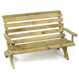 Leisurebench Lilly 2 Seat Wooden Ergonomic 125Cm Garden Bench With Arms - Durable Dip Treated Pine - thumbnail 2