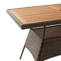Teamson Home 5 Piece Outdoor Garden Dining Set, Rattan Garden Table & 4 Chairs With Cushions, Wooden Tabletop, Brown/grey - thumbnail 6