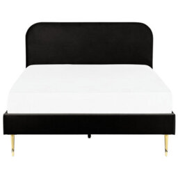 Beliani Bed Velvet Flayat 140 X 200 Cm (Eu Double) Black - thumbnail 4