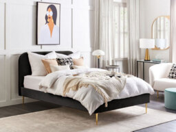 Beliani Bed Velvet Flayat 140 X 200 Cm (Eu Double) Black - thumbnail 2