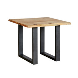 Home Source Live Edge Lamp Side Occasional Table Solid 26mm Acacia Top Black Metal Legs - thumbnail 7
