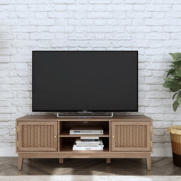 LPD Bordeaux Rattan Oak Tv/media Unit - Boho Elegance With Luxe Gold Accents