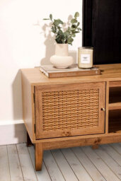 LPD Bordeaux Rattan Oak Tv/media Unit - Boho Elegance With Luxe Gold Accents - thumbnail 4