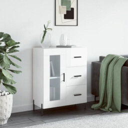 Berkfield Sideboard High Gloss White 69.5X34X90 Cm Engineered Wood - thumbnail 1