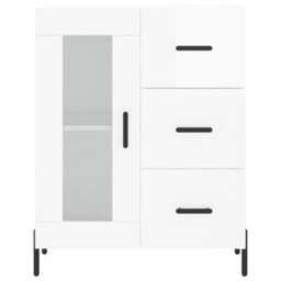 Berkfield Sideboard High Gloss White 69.5X34X90 Cm Engineered Wood - thumbnail 5