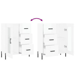 Berkfield Sideboard High Gloss White 69.5X34X90 Cm Engineered Wood - thumbnail 9