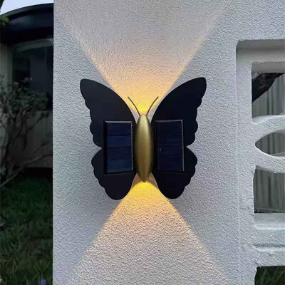Solar Butterfly Wall Light Outdoor Waterproof Led Warm Light For Garden Decor - image 1