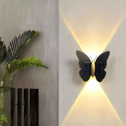 Solar Butterfly Wall Light Outdoor Waterproof Led Warm Light For Garden Decor - thumbnail 4