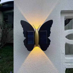 Solar Butterfly Wall Light Outdoor Waterproof Led Warm Light For Garden Decor - thumbnail 1