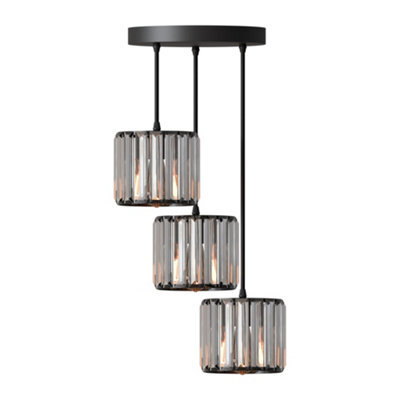 Modern 3 Tier Crystal Chandelier Pendant Light With Clear Glass Rods Luxury Ceiling Light Fixture  Adjustable Hanging Light - image 1