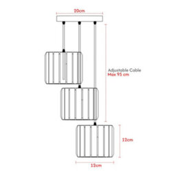 Modern 3 Tier Crystal Chandelier Pendant Light With Clear Glass Rods Luxury Ceiling Light Fixture  Adjustable Hanging Light - thumbnail 2