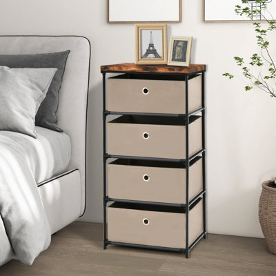 Costway 4 Drawer Fabric Dresser Storage 4-Tier Organizer Tower Dresser Nightstand W/ Drawers - image 1