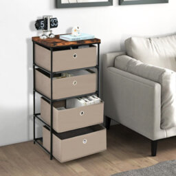 Costway 4 Drawer Fabric Dresser Storage 4-Tier Organizer Tower Dresser Nightstand W/ Drawers - thumbnail 4