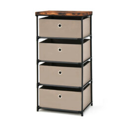 Costway 4 Drawer Fabric Dresser Storage 4-Tier Organizer Tower Dresser Nightstand W/ Drawers - thumbnail 2