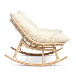 Desser Natural Rattan Papasan Rocking Chair With Square Cushion - Indoor & Dry Outdoor Use - Country Beige - thumbnail 5