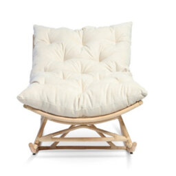 Desser Natural Rattan Papasan Rocking Chair With Square Cushion - Indoor & Dry Outdoor Use - Country Beige - thumbnail 3