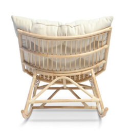 Desser Natural Rattan Papasan Rocking Chair With Square Cushion - Indoor & Dry Outdoor Use - Country Beige - thumbnail 4