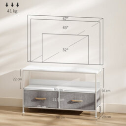 Homcom Tv Cabinet, Tv Console Unit With 2 Foldable Linen Drawers White - thumbnail 3
