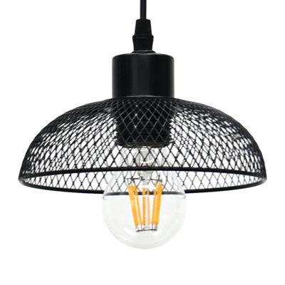 First Choice Lighting Cassidy Small Black Mesh Easy Fit Metal Pendant Shade - image 1