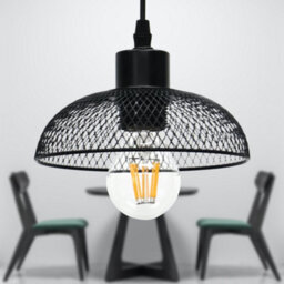 First Choice Lighting Cassidy Small Black Mesh Easy Fit Metal Pendant Shade - thumbnail 4