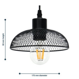 First Choice Lighting Cassidy Small Black Mesh Easy Fit Metal Pendant Shade - thumbnail 5