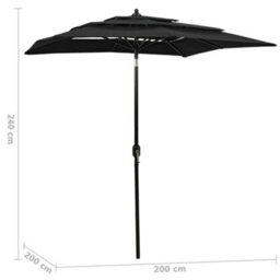 Berkfield Harmful 3-Tier Parasol With Aluminium Pole Black 2X2 M - thumbnail 6