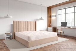Bed Factory Direct Lucia Warm Stone Velvet End Lift Ottoman Bed Frame - Double - thumbnail 1