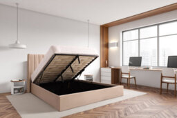 Bed Factory Direct Lucia Warm Stone Velvet End Lift Ottoman Bed Frame - Double - thumbnail 3