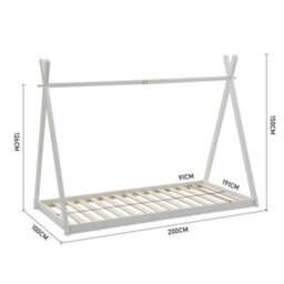 Thehotsale Modern 150Cm H Tent Shape White House Bed Roof Sturdy Made Of Sturdy Pine Wood For Children - thumbnail 7