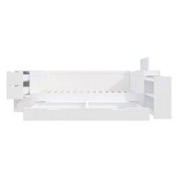 Abrihome Multifunctional 3Ft White Single Daybed With Drawers, Shelves & Bedside Table - 90 X 190 Cm, Storage Cabinets, No Mattress - thumbnail 7